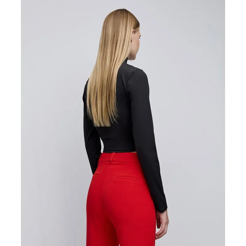 Access Fashion Black Cropped Top With Logo