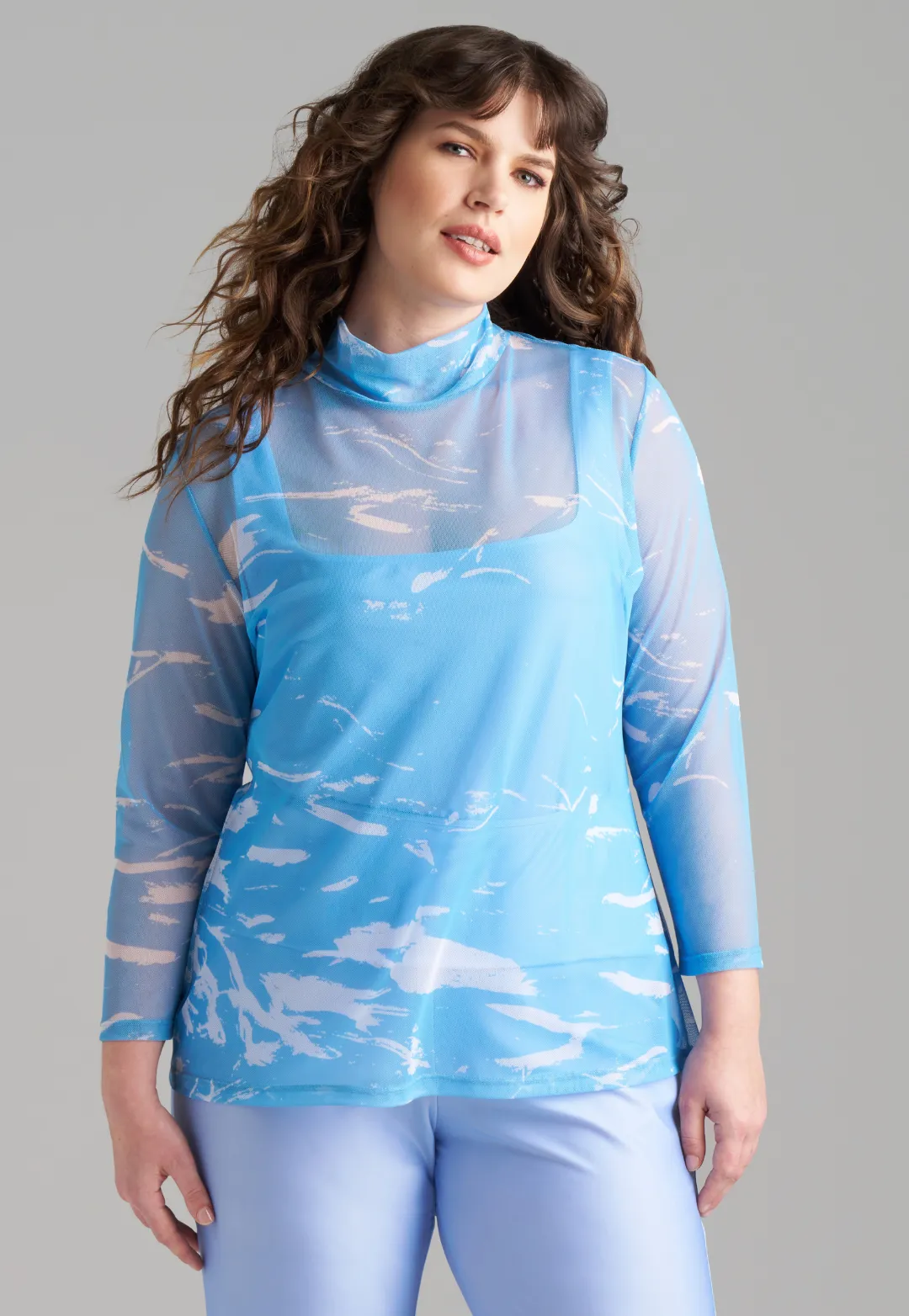 Aia Mesh Turtleneck in Seastrokes