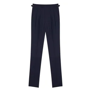 Aleks Navy Fresco Wool Trousers