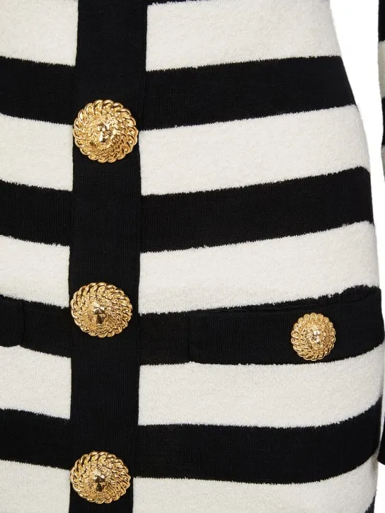 Balmain   Striped cotton blend jersey mini dress 