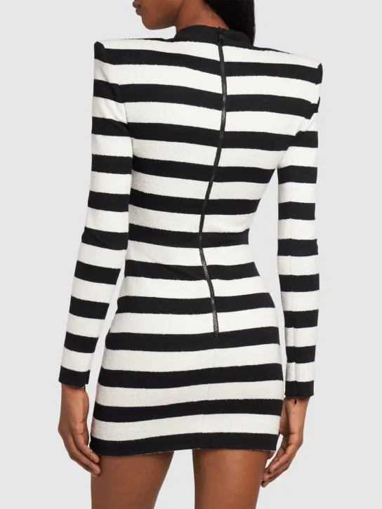 Balmain   Striped cotton blend jersey mini dress 