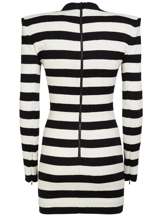 Balmain   Striped cotton blend jersey mini dress 