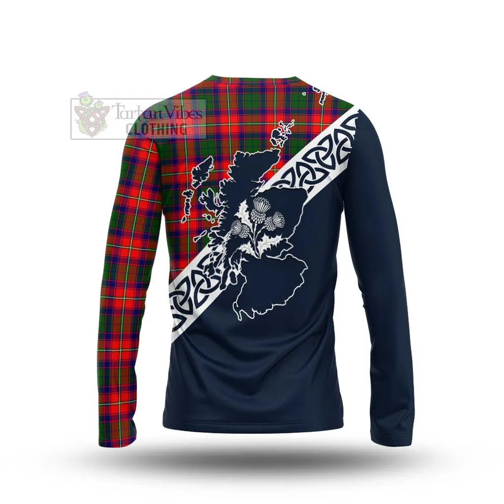 Belshes (Belsches) Tartan Long Sleeve T-Shirt Featuring Thistle and Scotland Map