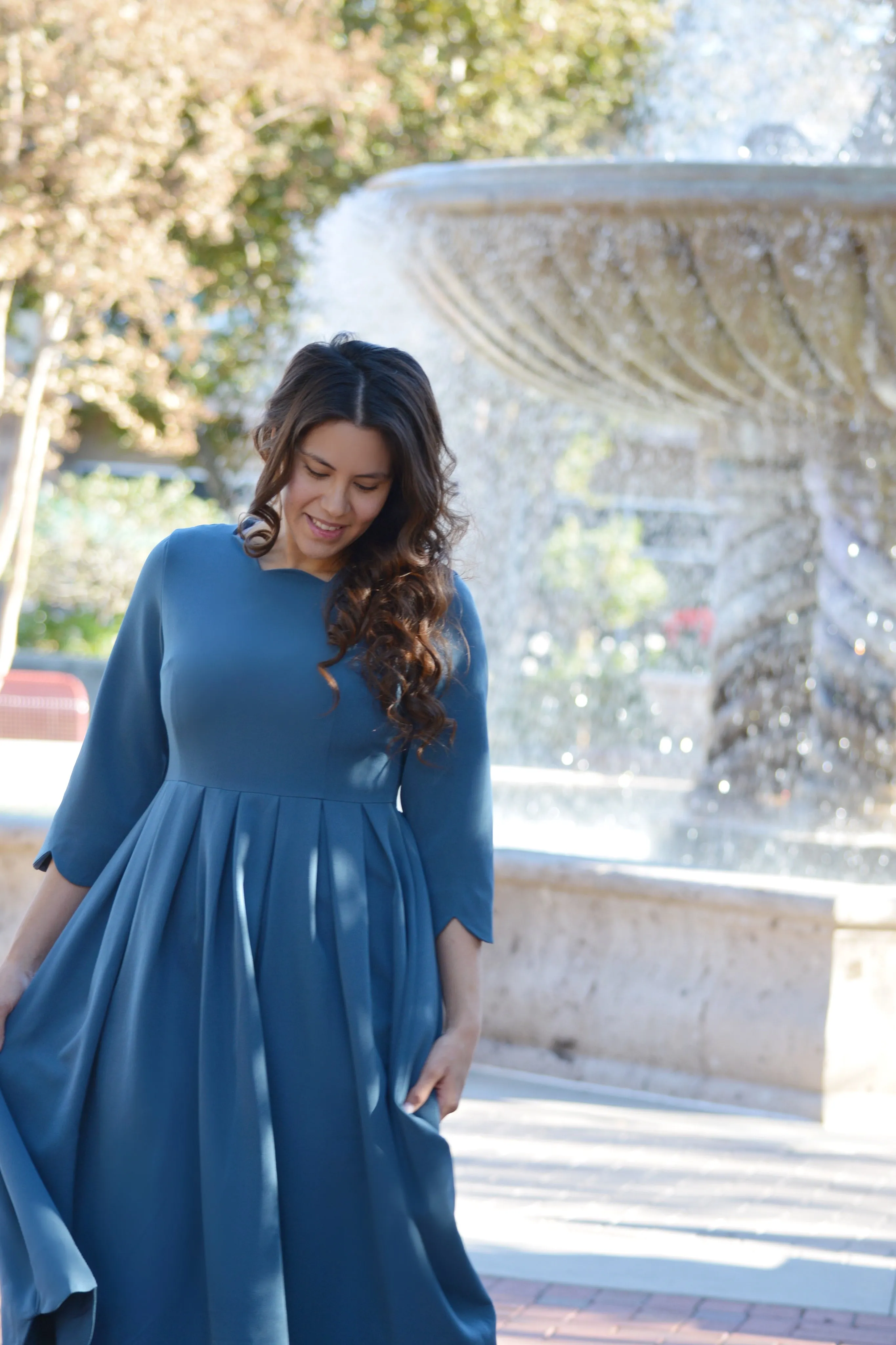 Berlin Teal Scalloped Dress