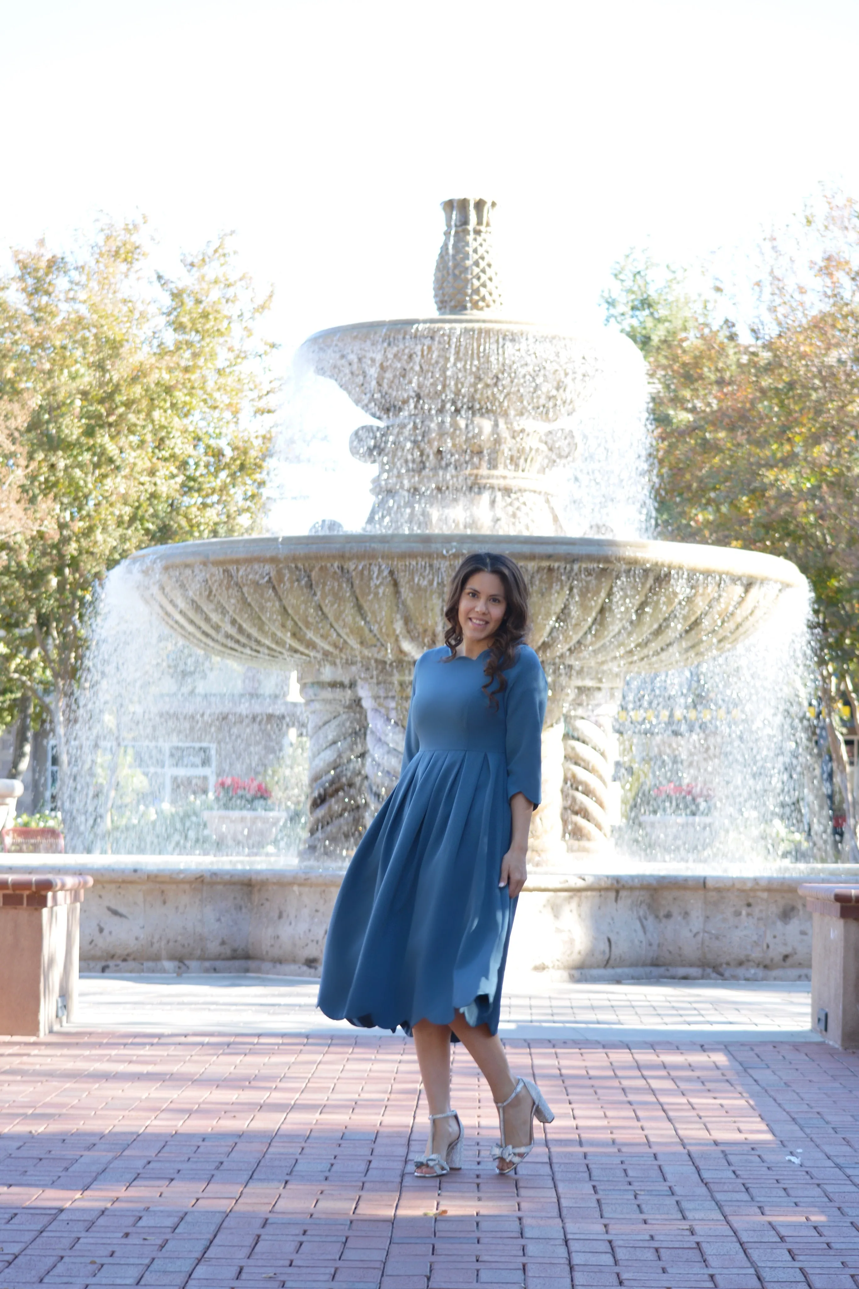 Berlin Teal Scalloped Dress