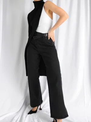 Black Asymmetric One Sleeve Top