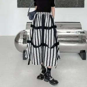 Black White Striped Skirt Harajuku Y2K Skirt with High Waist
