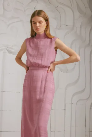 BLANCA lavender pink turtleneck midi dress