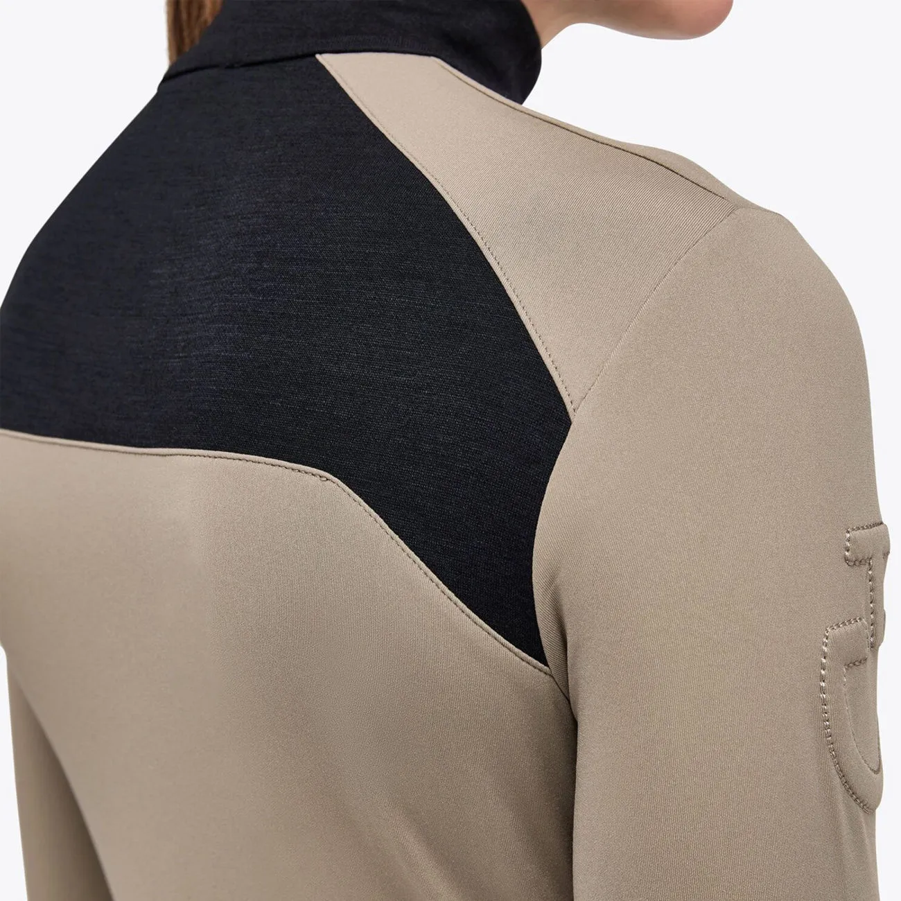 CAVALLERIA TOSCANA TECHNICAL WOOL HALF ZIP TURTLENECK