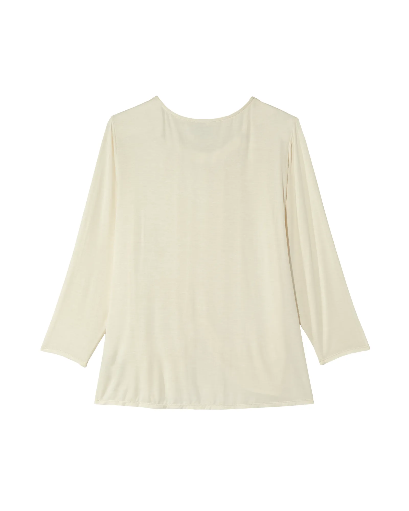 Chrissa 3/4 Sleeve Neck Pearl Gathered Tee | Ivory