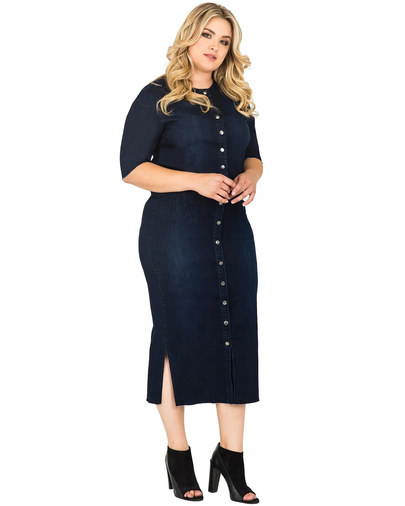 Clara Denim Midi Pencil Skirt | Blue