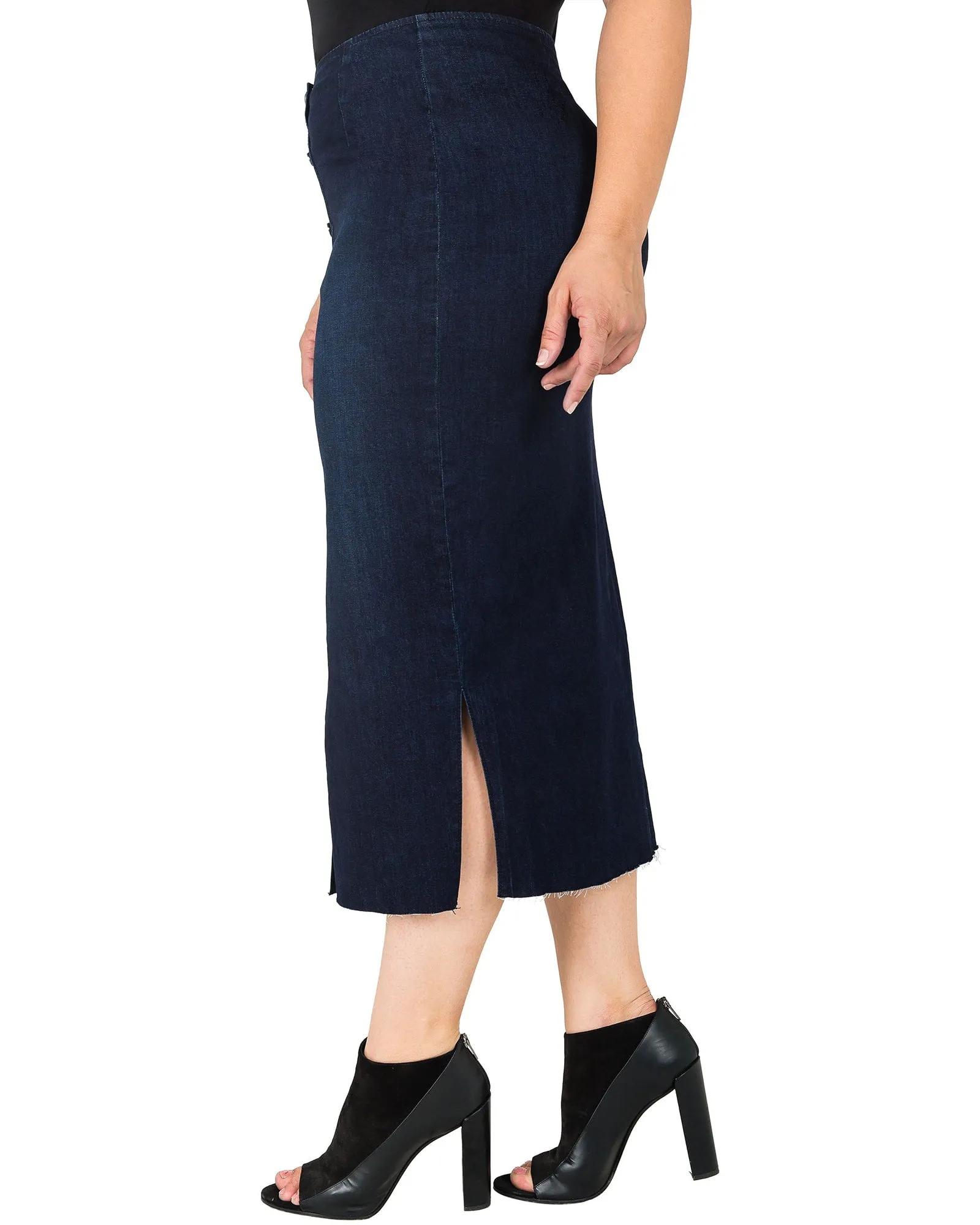 Clara Denim Midi Pencil Skirt | Blue