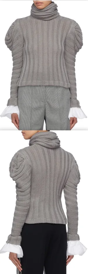 'Countess of Greystoke' Puff Shoulder Knit Turtleneck Top