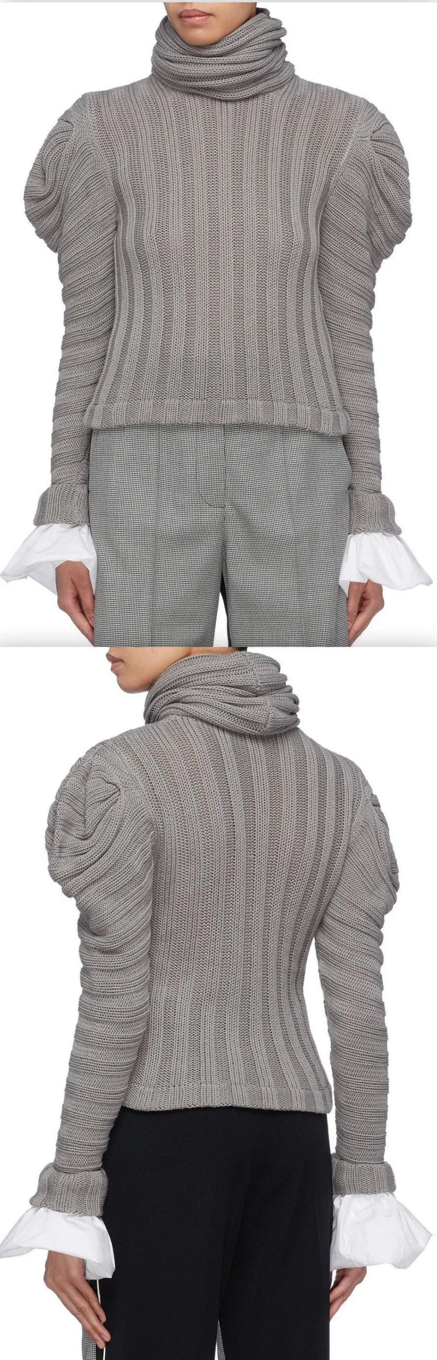 'Countess of Greystoke' Puff Shoulder Knit Turtleneck Top