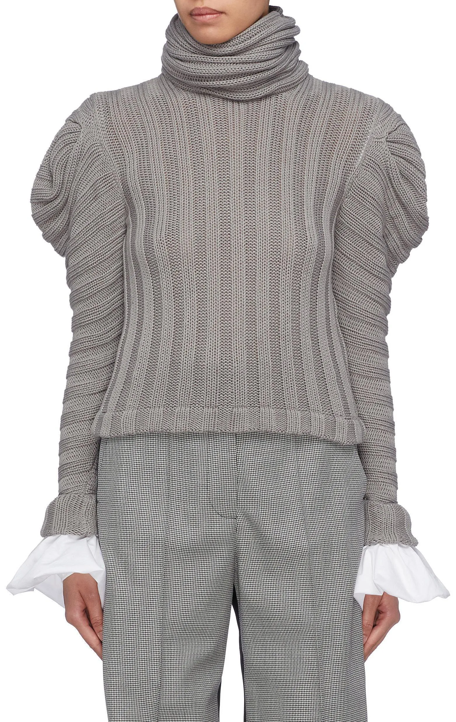 'Countess of Greystoke' Puff Shoulder Knit Turtleneck Top