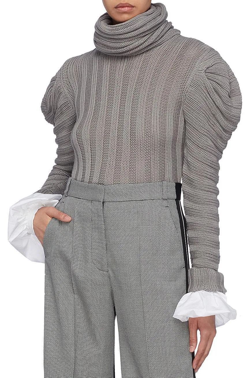 'Countess of Greystoke' Puff Shoulder Knit Turtleneck Top