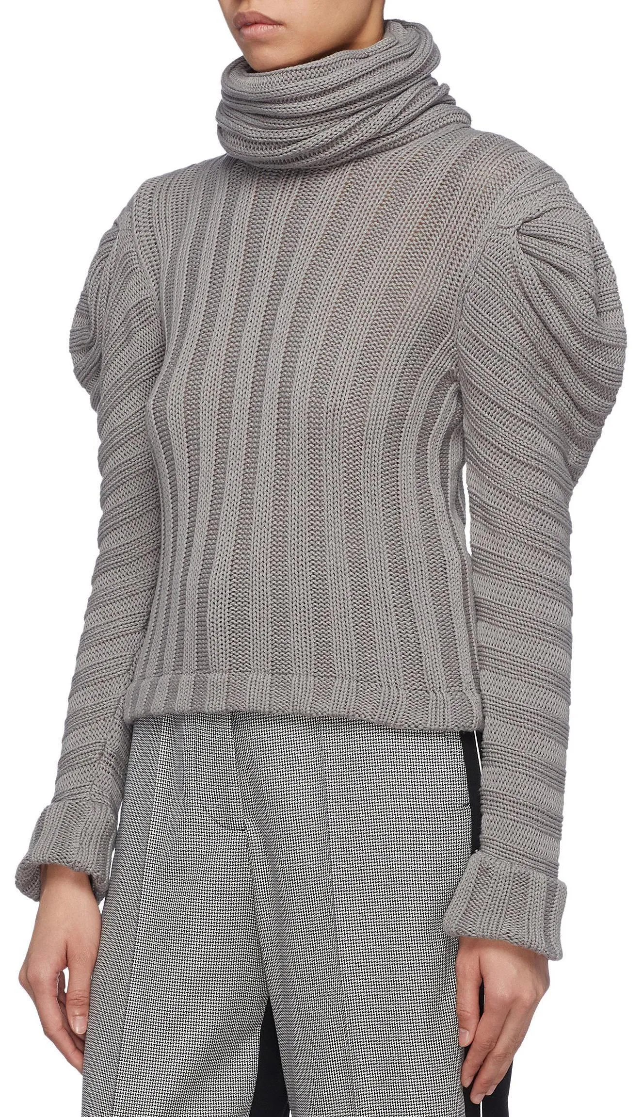 'Countess of Greystoke' Puff Shoulder Knit Turtleneck Top