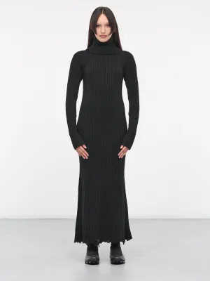 Distressed Rib Knit Dress (JL-N020-051-BLACK)