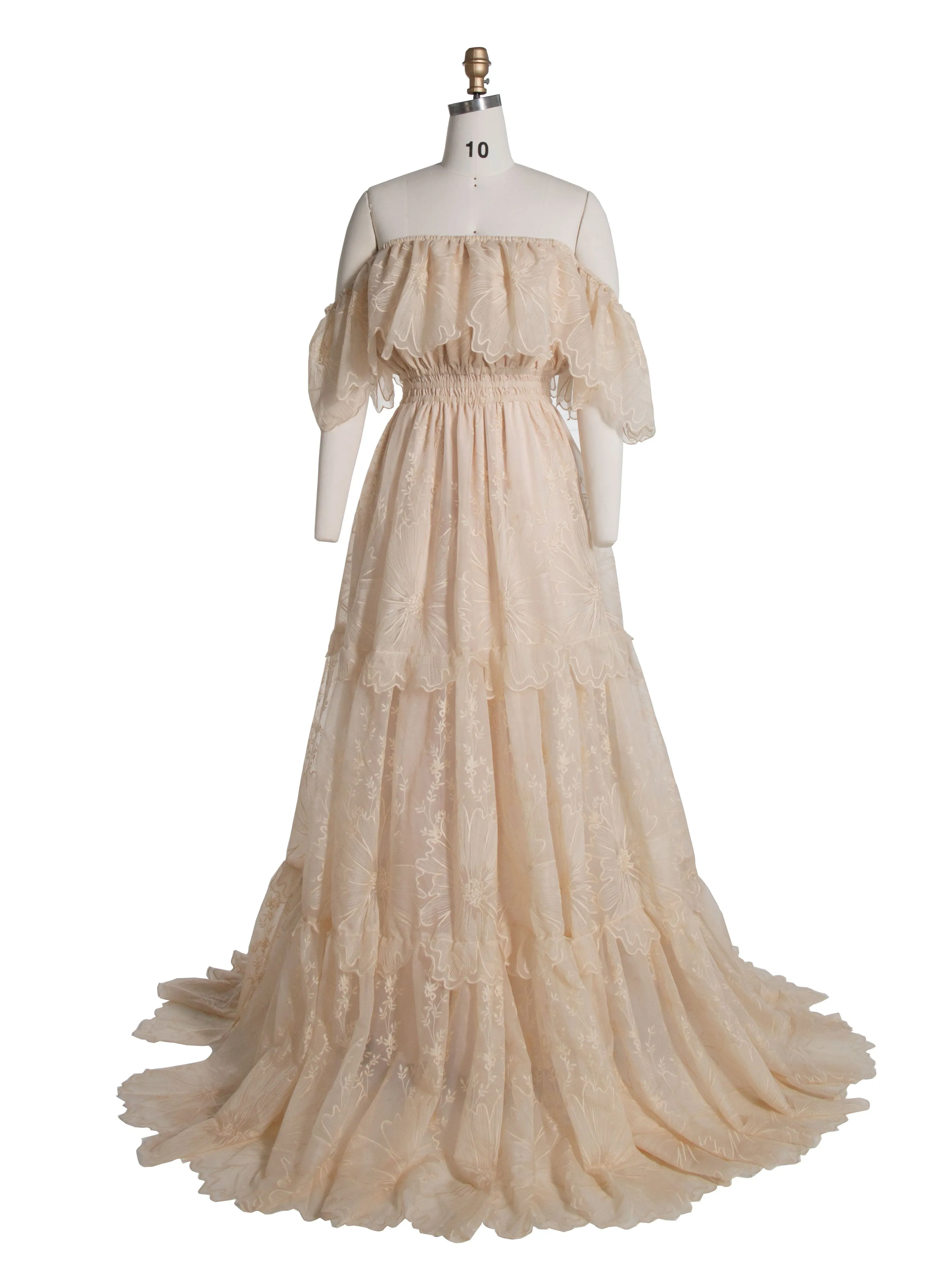Elegance Off Shoulder Lace Boho Dress Photoshoot Dress Bohemian Maternity Gown Baby Shower YW240067