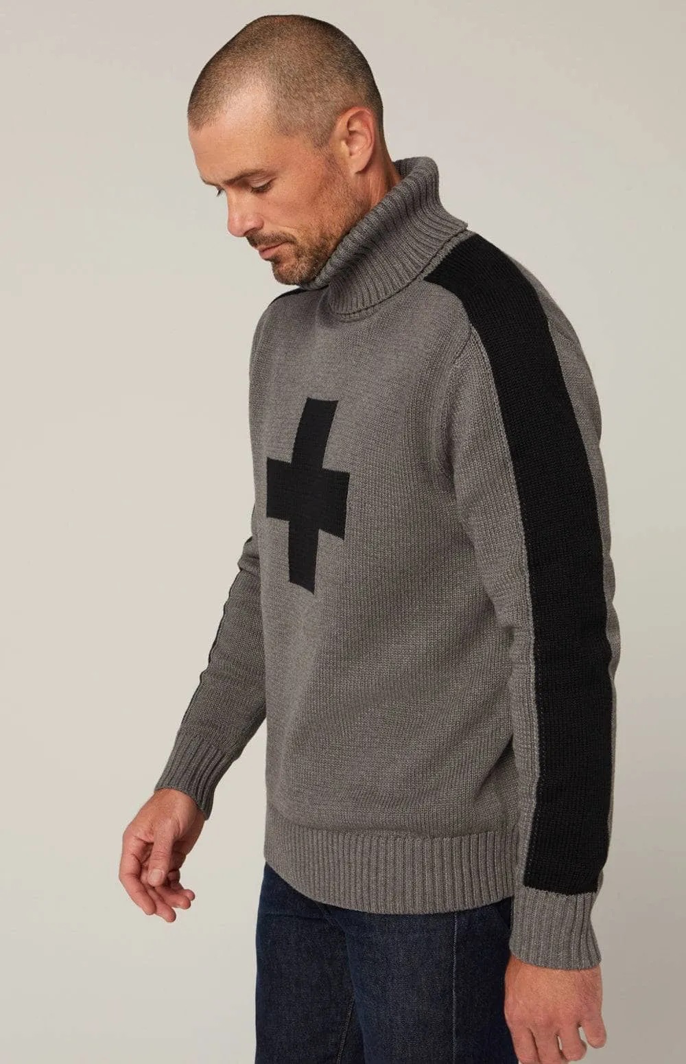 Elias Turtle Neck Ski Sweater | Heather Grey