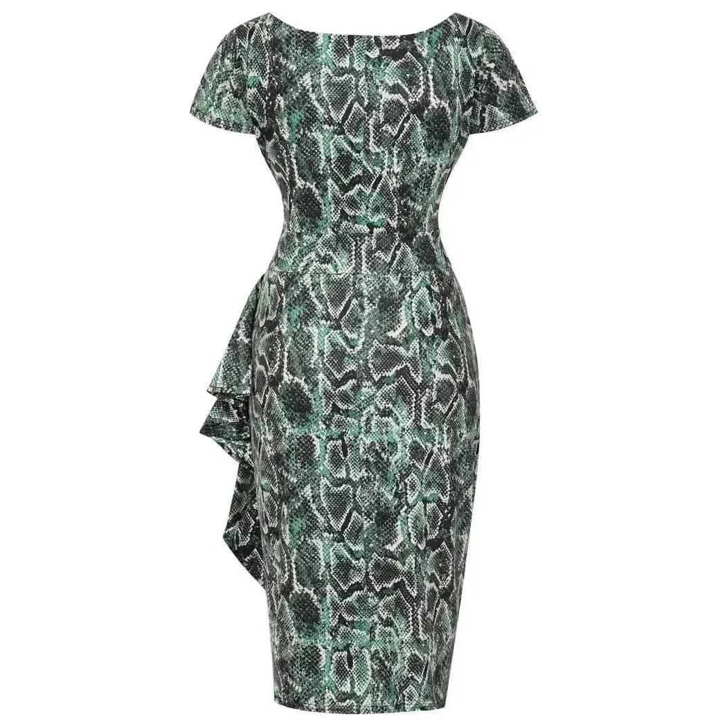Elsie Dress - Green Snake Print