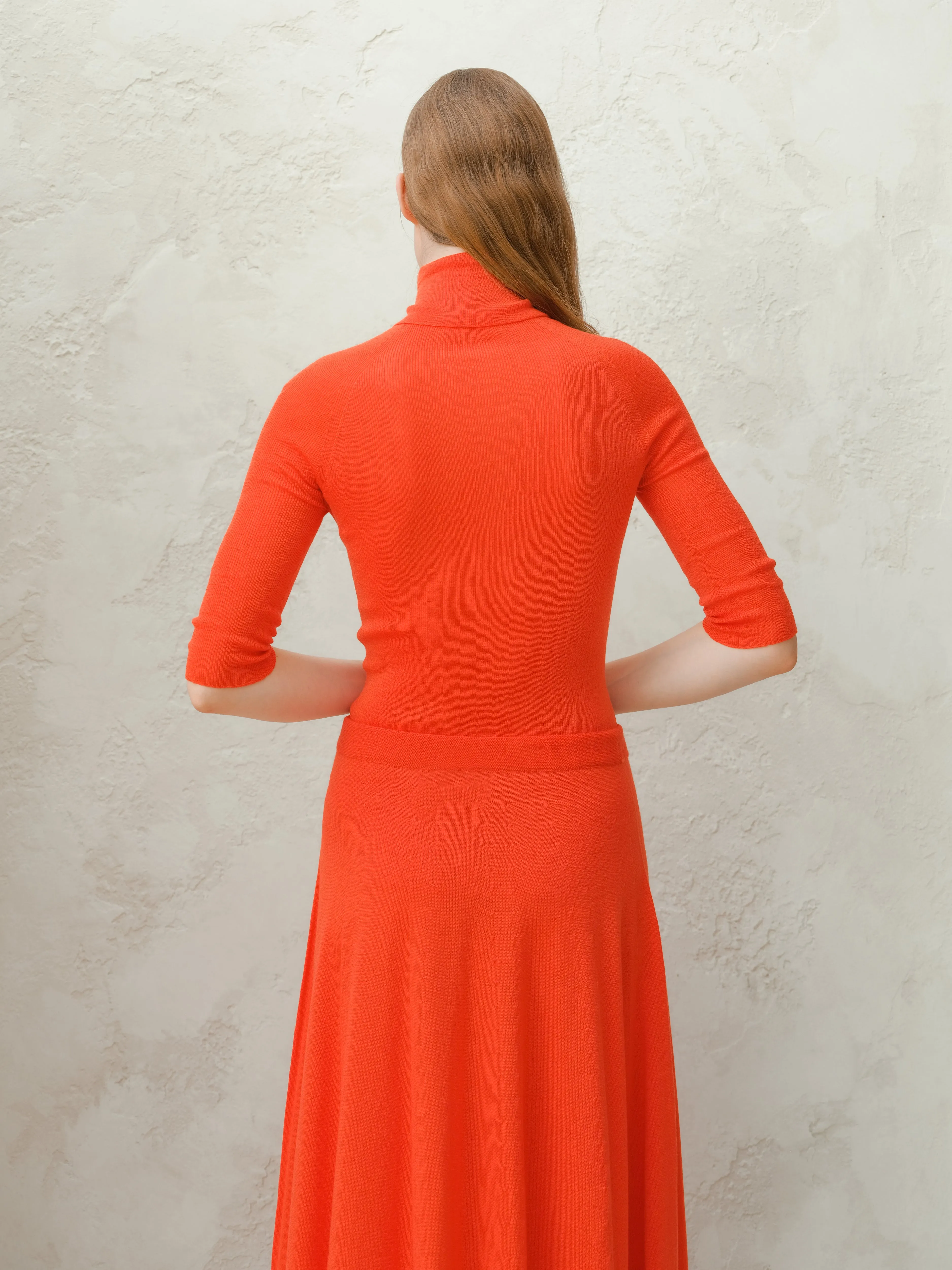 Extra Fine Merino Ribbed 3/4 Turtleneck (3D-Knit)