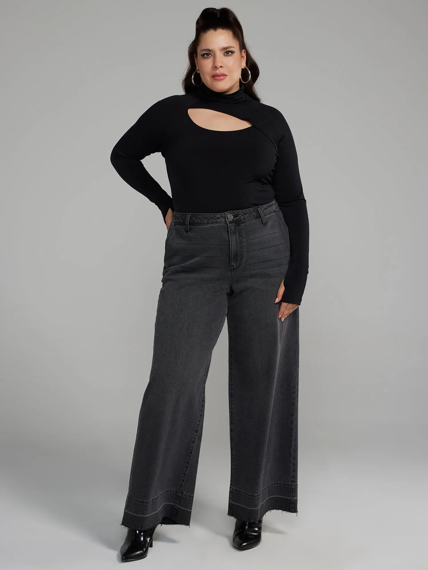 Fashion To Figure - Wide Leg Vintage Black Wash Jeans