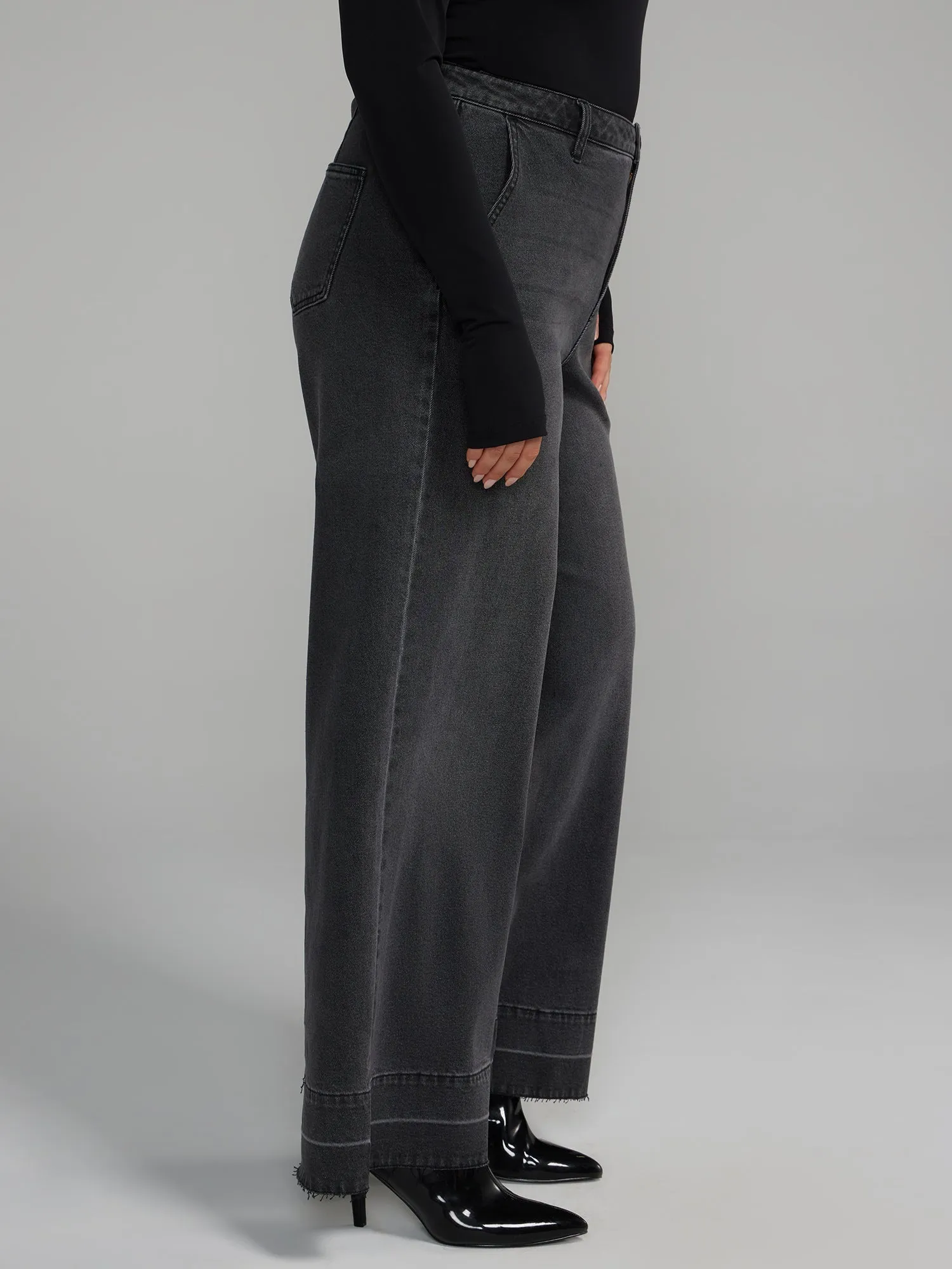 Fashion To Figure - Wide Leg Vintage Black Wash Jeans