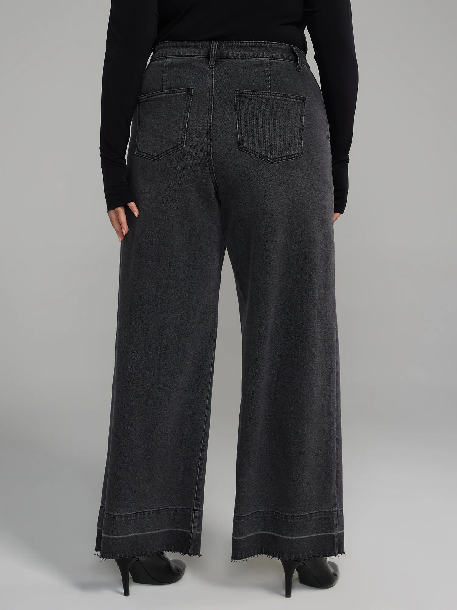 Fashion To Figure - Wide Leg Vintage Black Wash Jeans