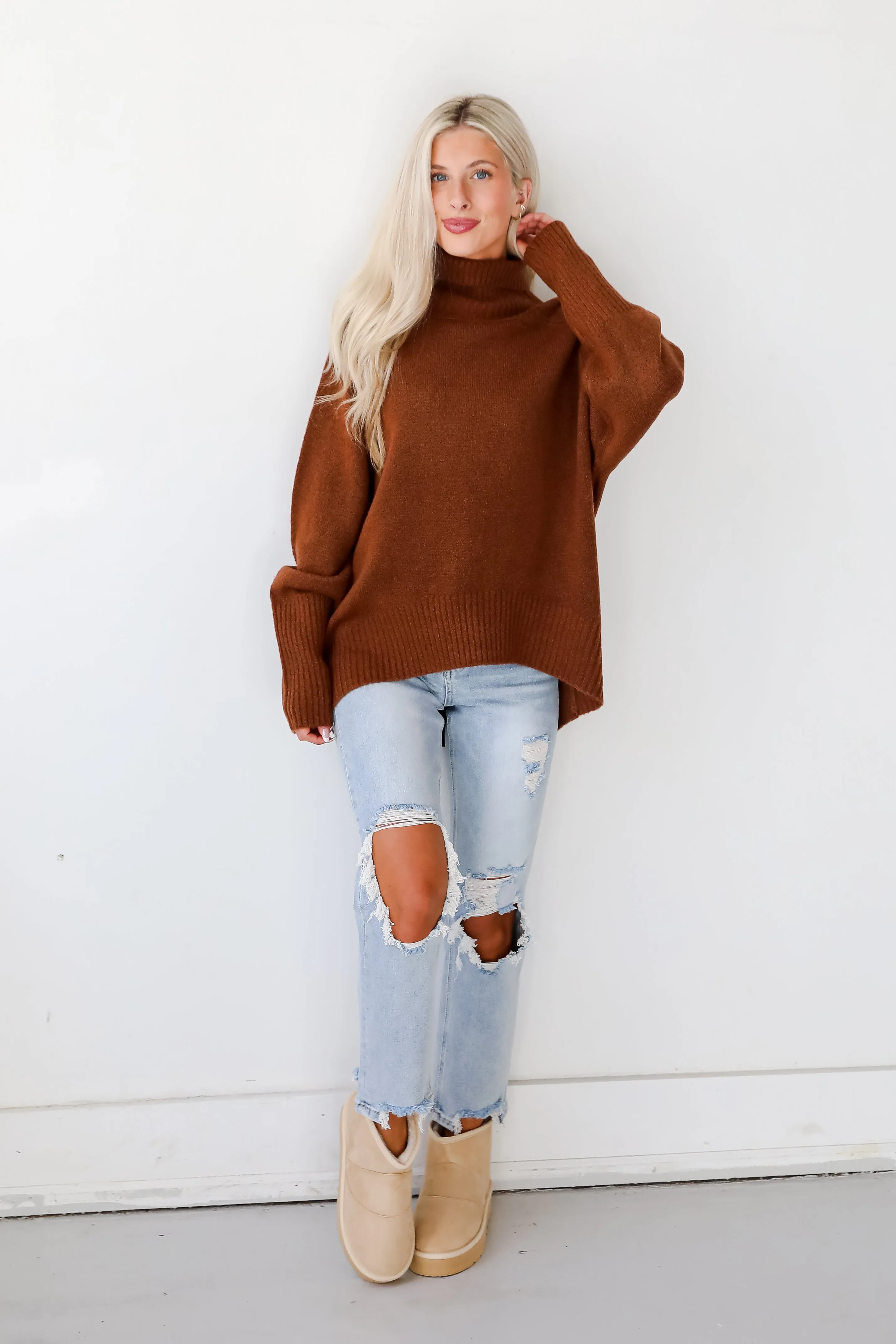 FINAL SALE - Notably Cozy Turtleneck Oversized Sweater - DOORBUSTER