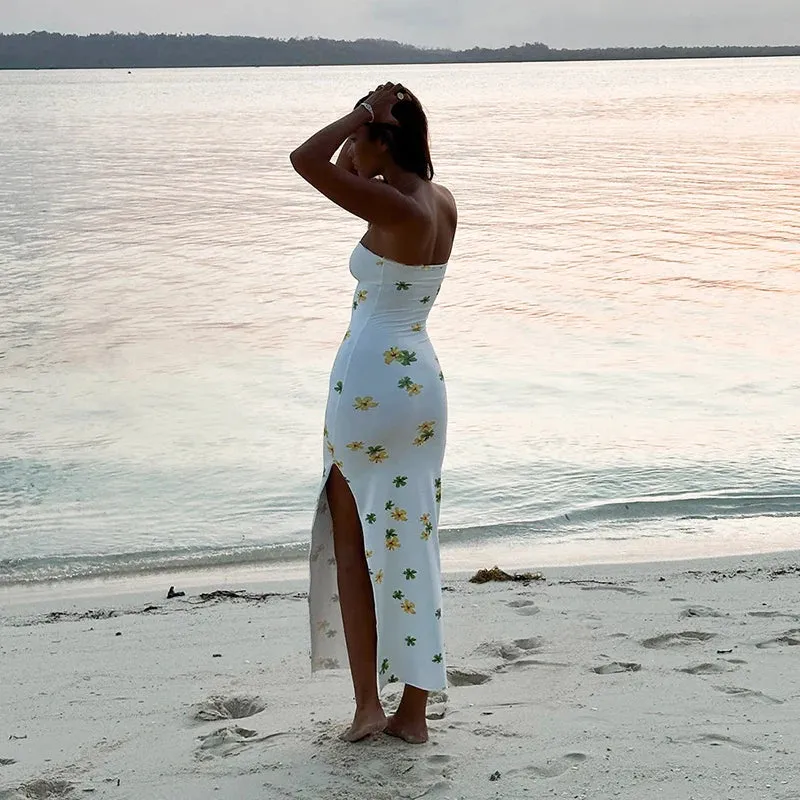 Floral Strapless Bodycon Summer Dress