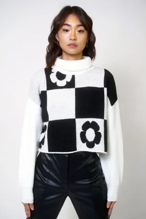 Flower Turtleneck Sweater