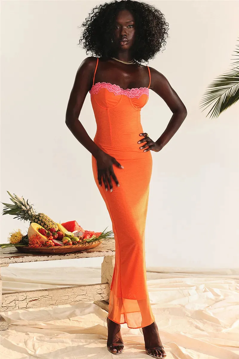 FLYTONN-Sexy spring and summer dresses, party dresses, graduation gifts,Zestful Zing Lace Detail Dress