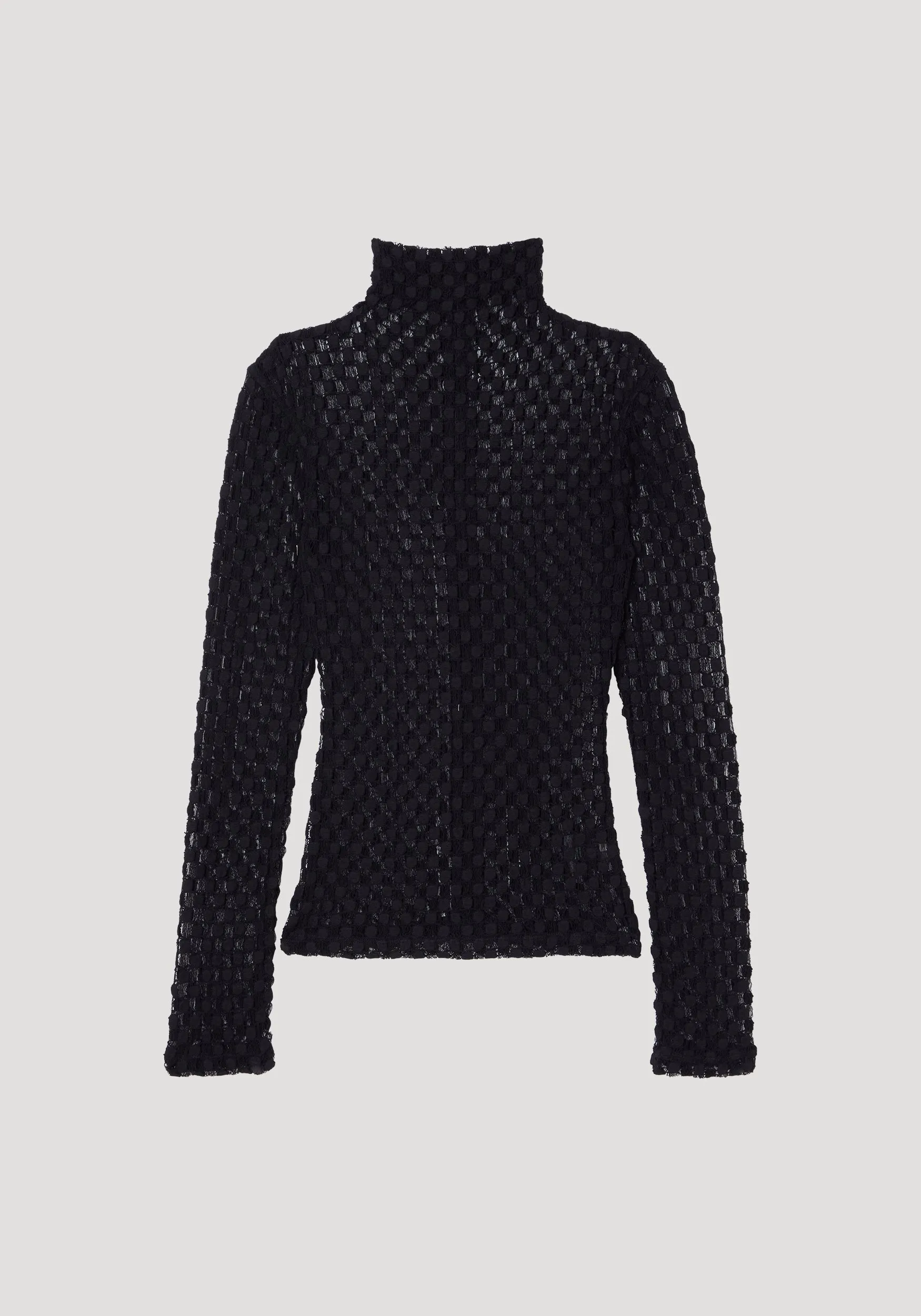 Geometrical lace turtleneck top | black