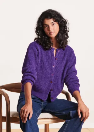 Gilet violet ample à côtes
