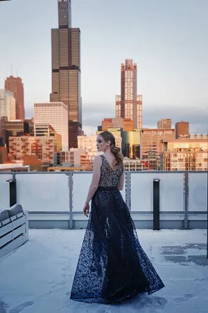 Glam Jumpsuit With Detachable Skirt/Cape