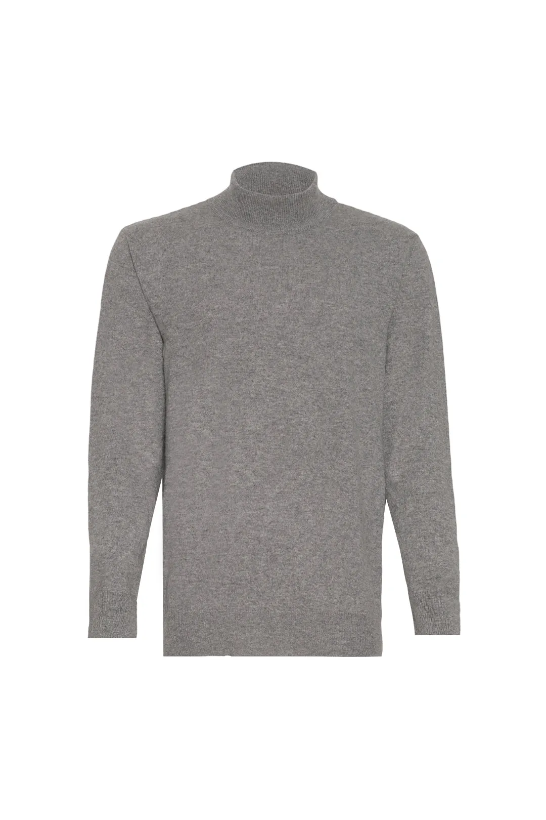 Gray Pure Cashmere Half Fisherman Men's Sweater