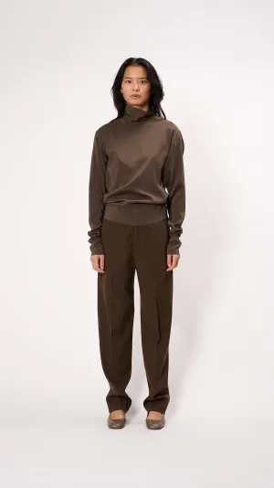 High Neck Soft Top in Kobicha Brown