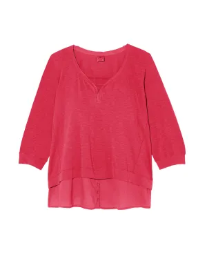 Iris Mixed Media Tee | Red