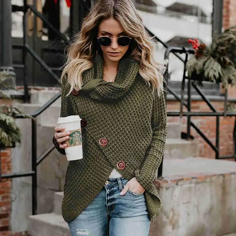 Irregular Ladies High Collar Sweater