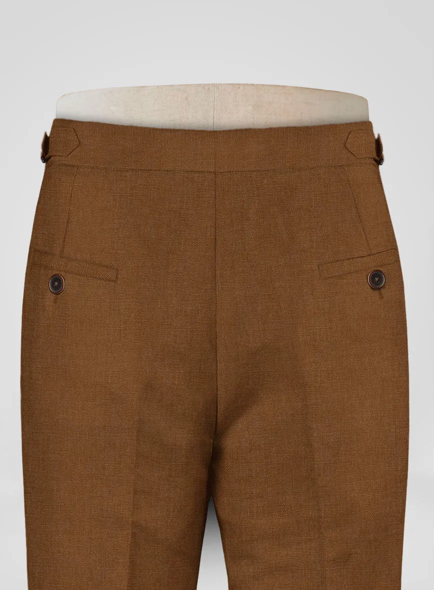 Italian Prato Rust Linen Highland Trousers