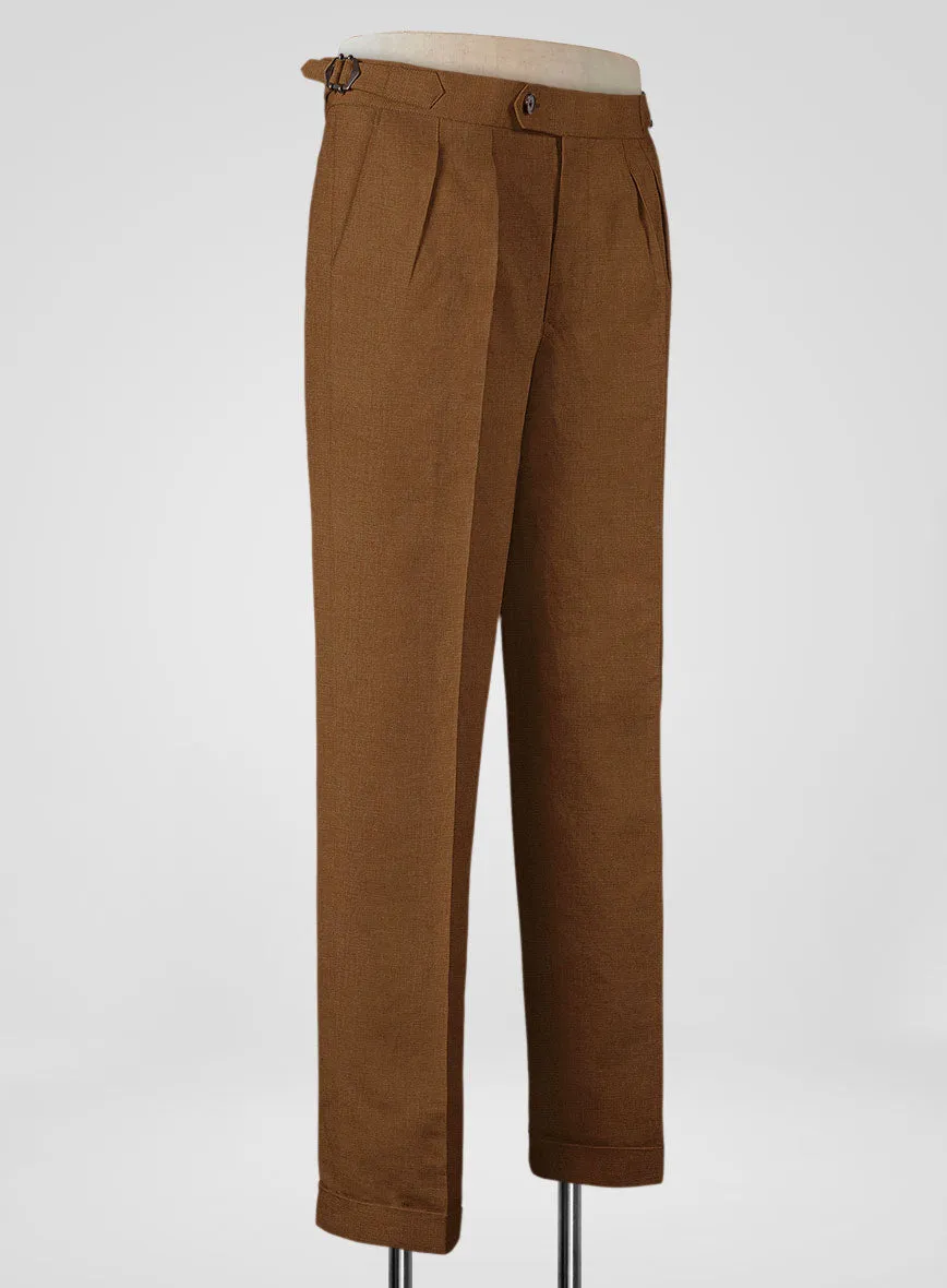 Italian Prato Rust Linen Highland Trousers