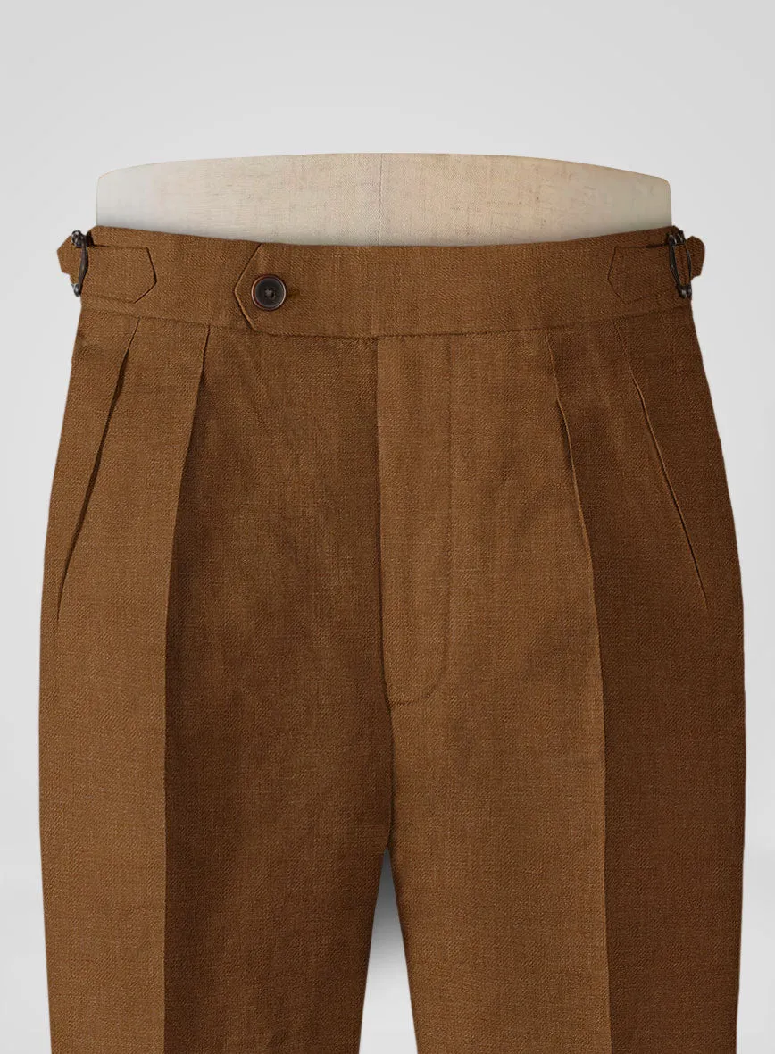 Italian Prato Rust Linen Highland Trousers