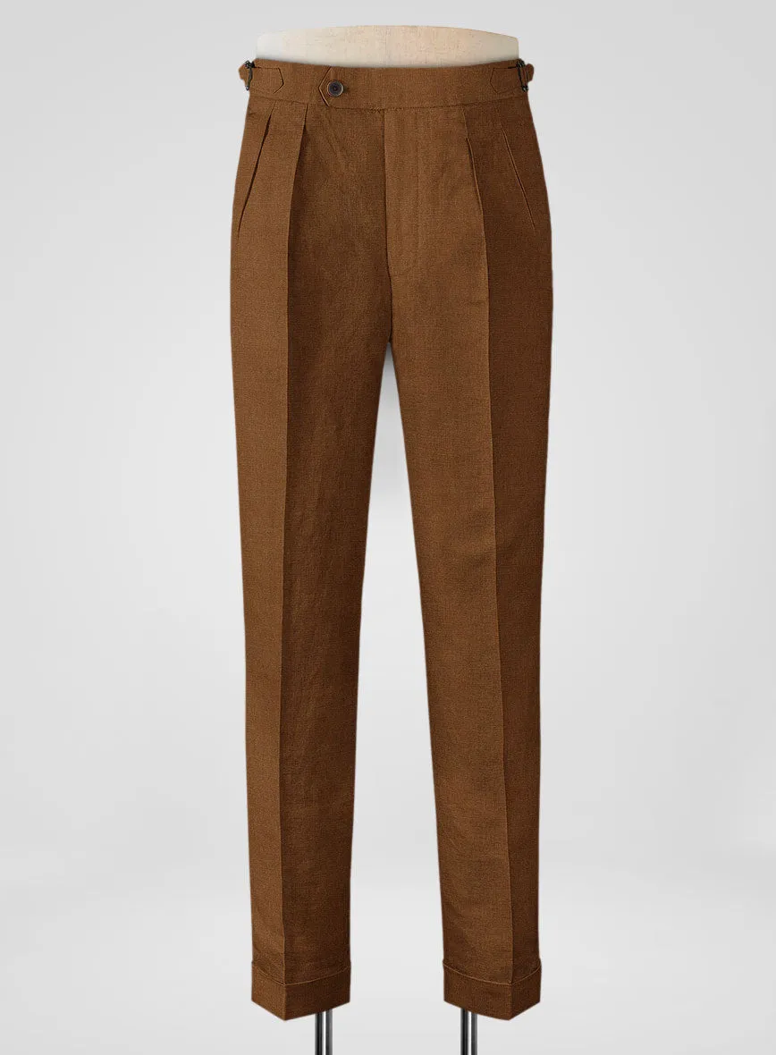 Italian Prato Rust Linen Highland Trousers