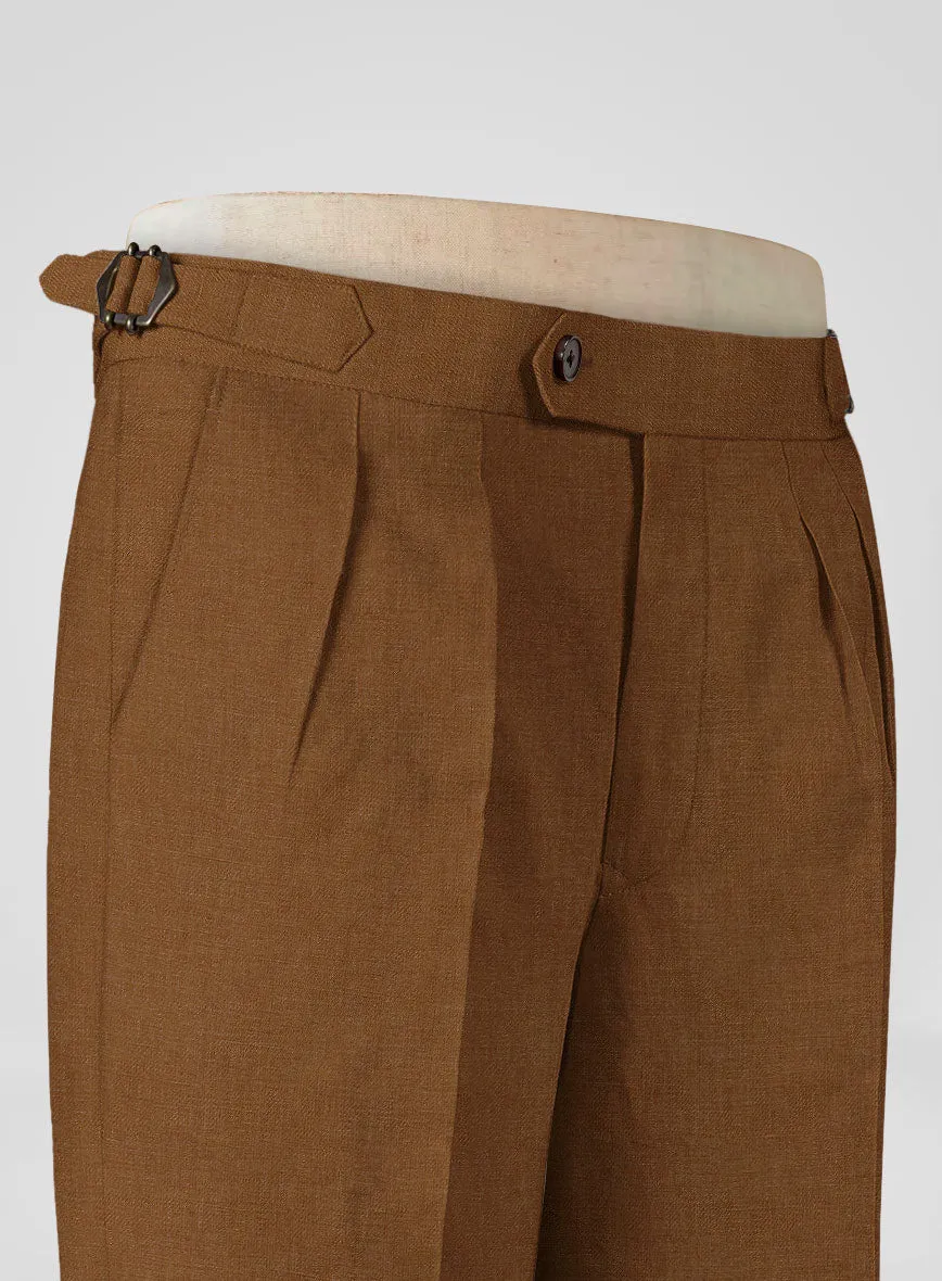 Italian Prato Rust Linen Highland Trousers