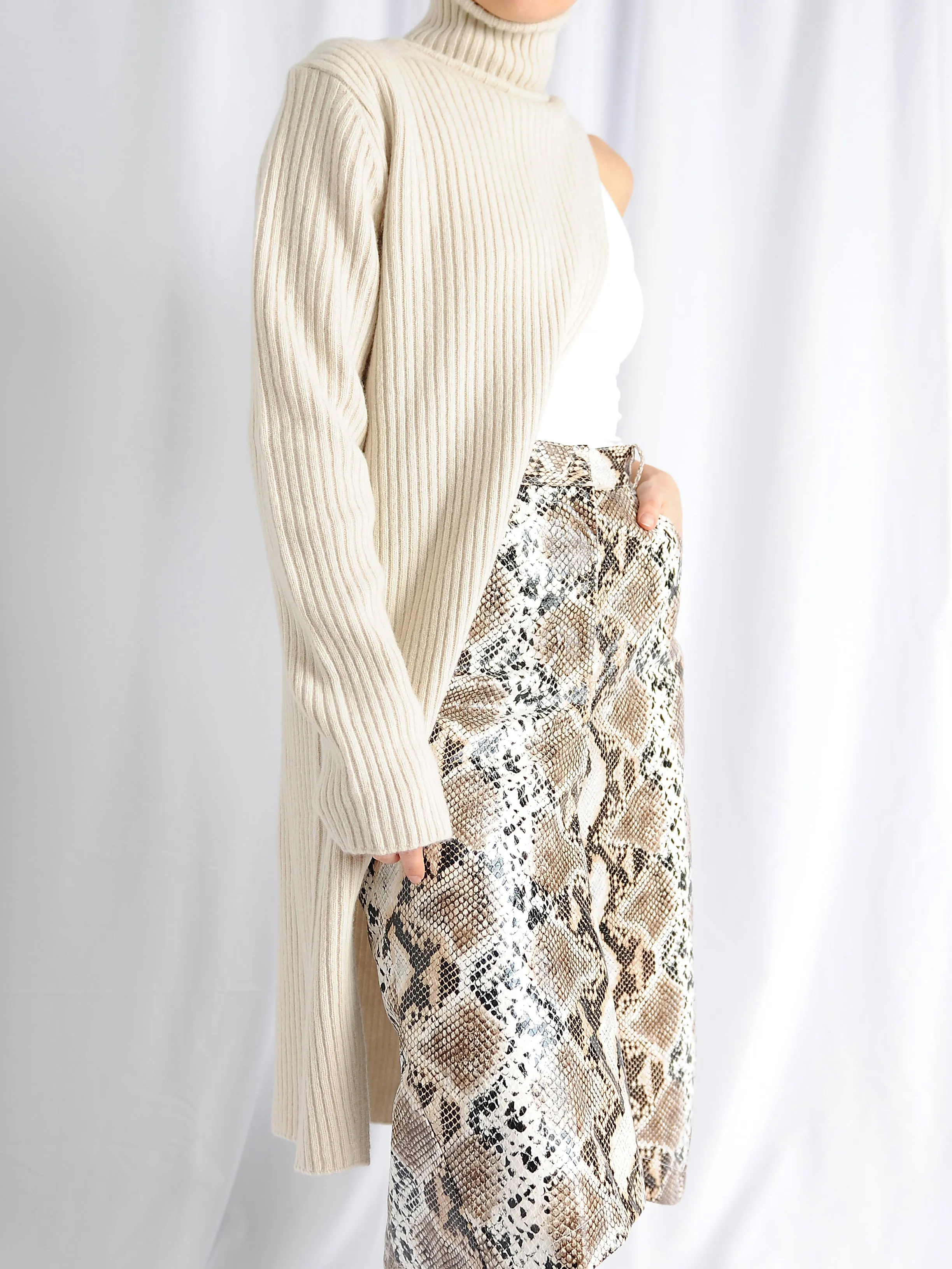 Ivory Asymmetric One Sleeve Top