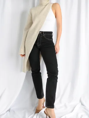 Ivory Asymmetric One Sleeve Top