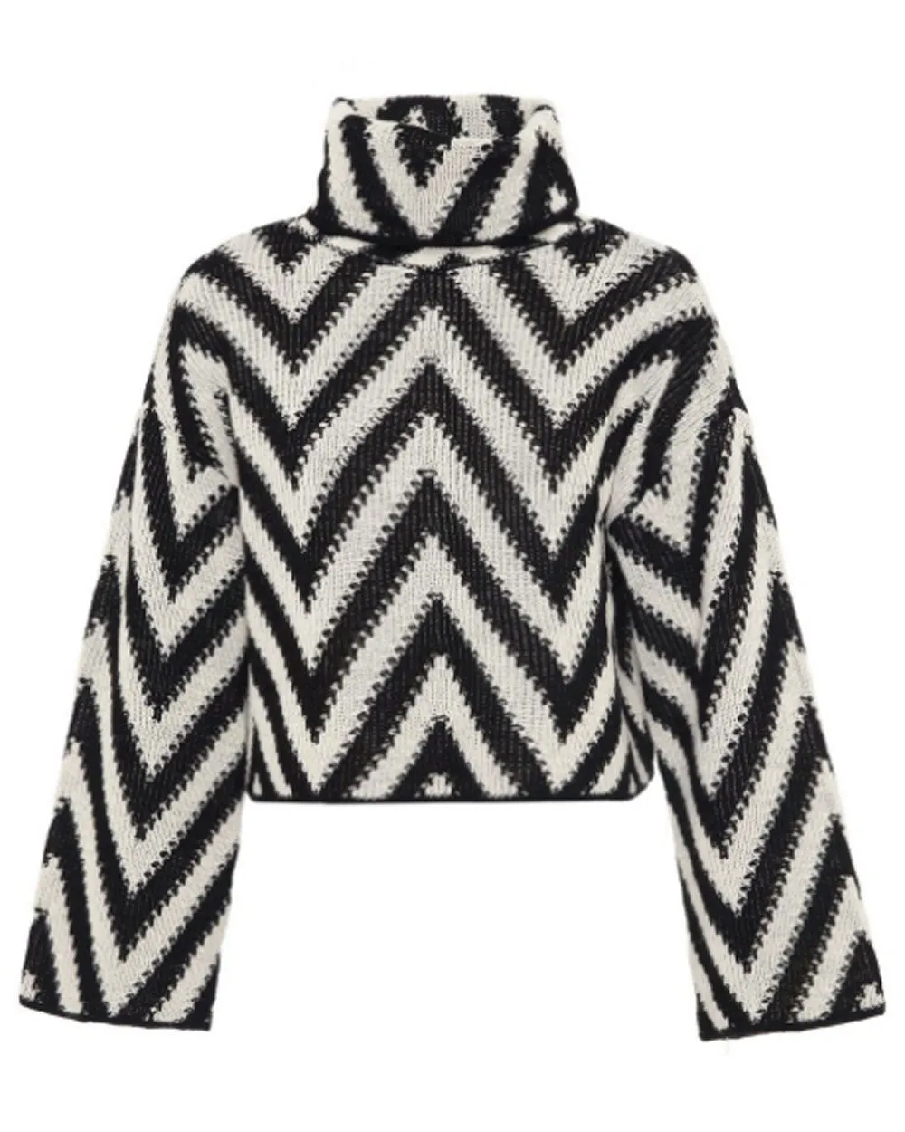 Ivory/Black Herringbone Crochet Sweater