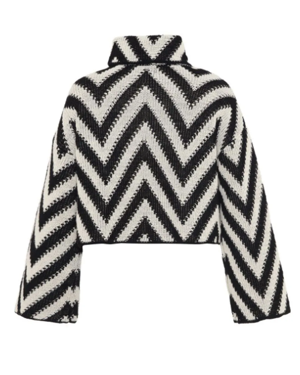Ivory/Black Herringbone Crochet Sweater