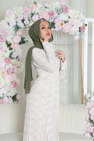 Kelsi Floral Pleat Dress- Cream